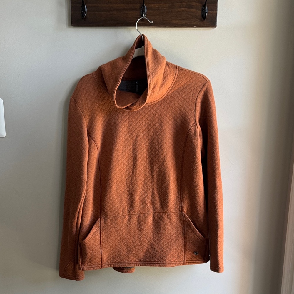 Kuhl Merino Wool Cowl Neck Pullover, Camel, Size Large